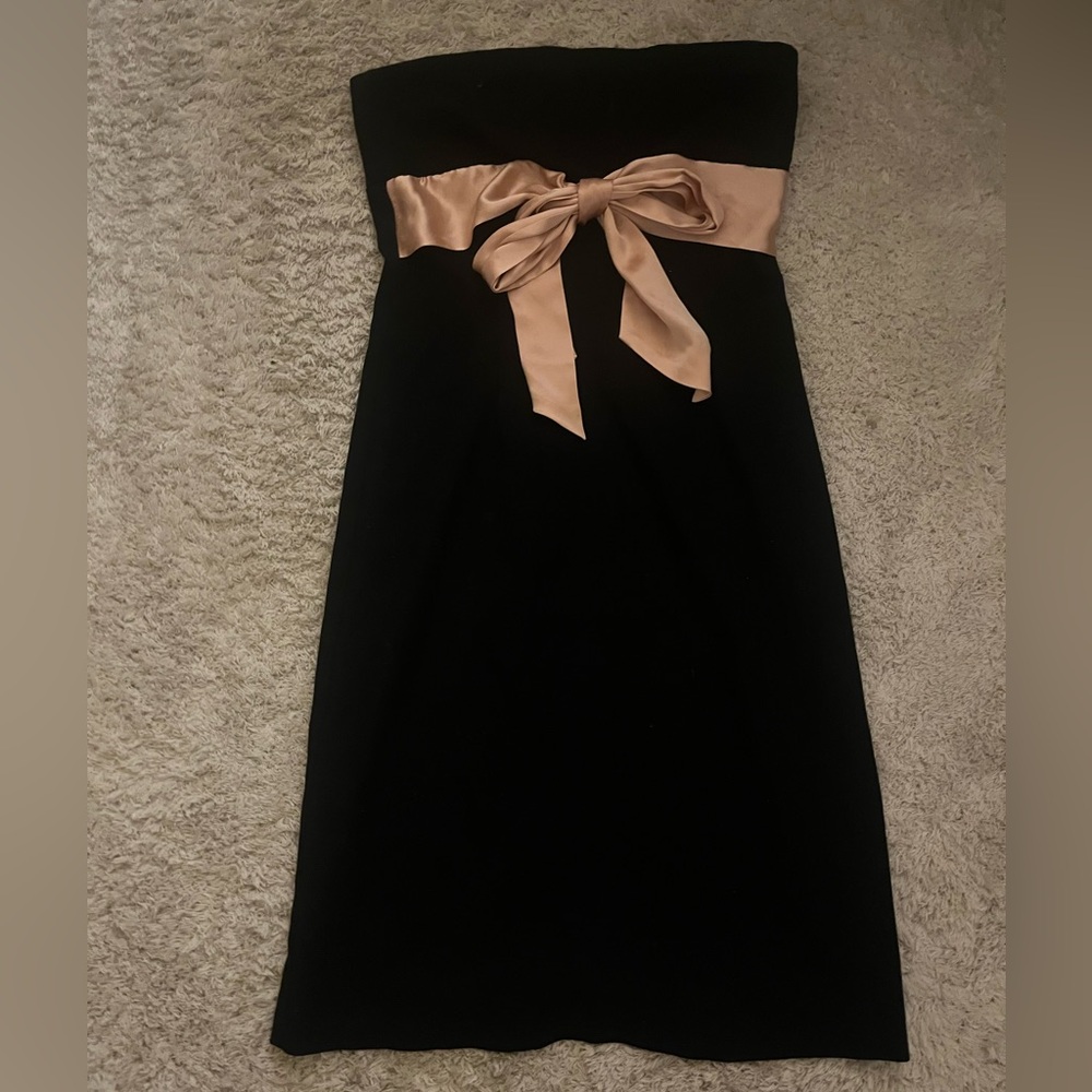 Ruth Women’s Sleeveless Black Dress with Pink Sash Bow Sz 4